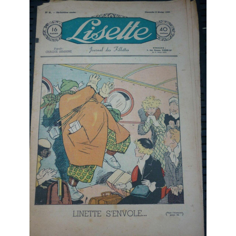 Lisette n6 18ème année Dimanche 6 Février 1938 Linette s'envole