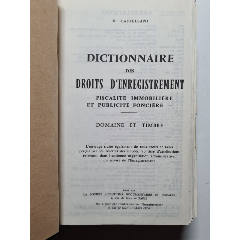 Dictionnaire des Droits d'Enregistrement