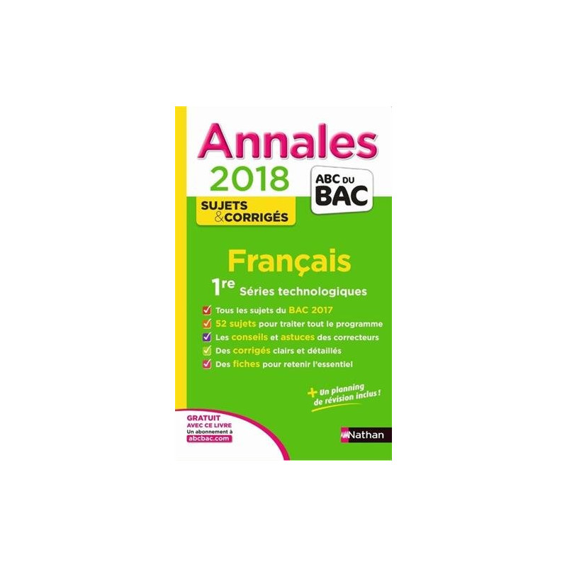 Français 1re séries technologiques : Sujets et corrigés