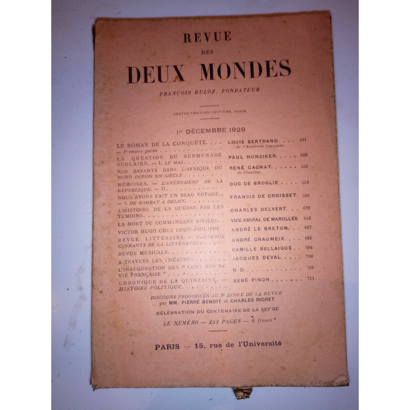 Revue des deux mondes 1 Décembre 1929