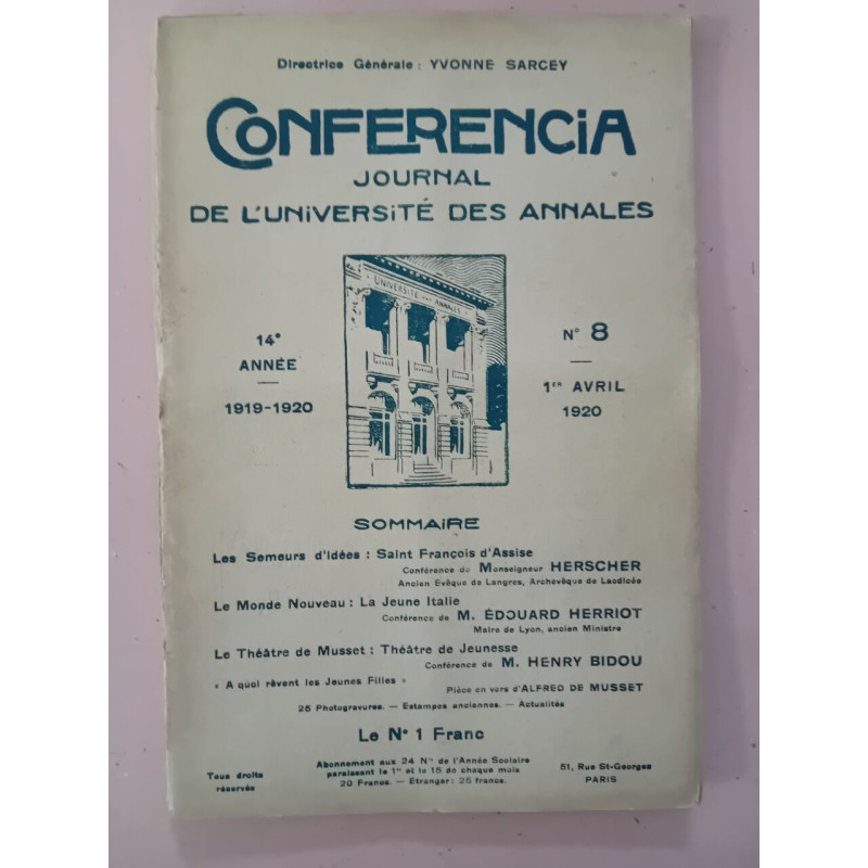 Revue Les annales des lettres françaises Ancienne série N° 8 - 1920