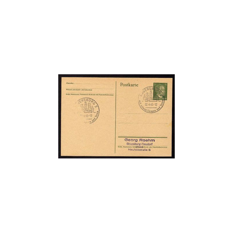 Ganzsache RAVENSBURG 2 Cachet Spécial 020443 WW2