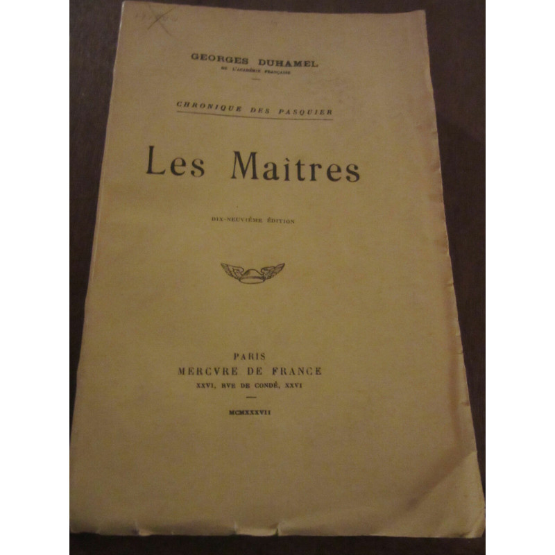 Les Maîtres chronique des pasquier Mercure de France