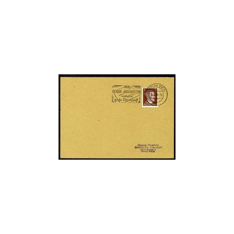 Allemagne n 706 Yv. flamme WW2 BERLIN SW 11 ap Timbre Allemand Mi...