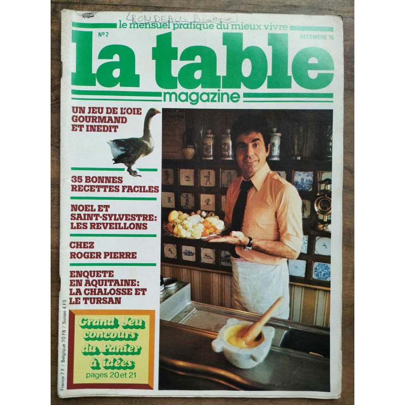 La Table Magazine n2 Décembre 1976
