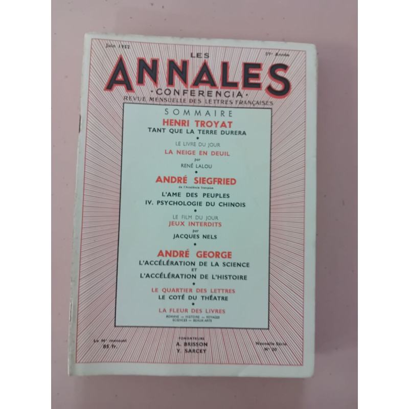 Revue Les annales des lettres françaises N° 20