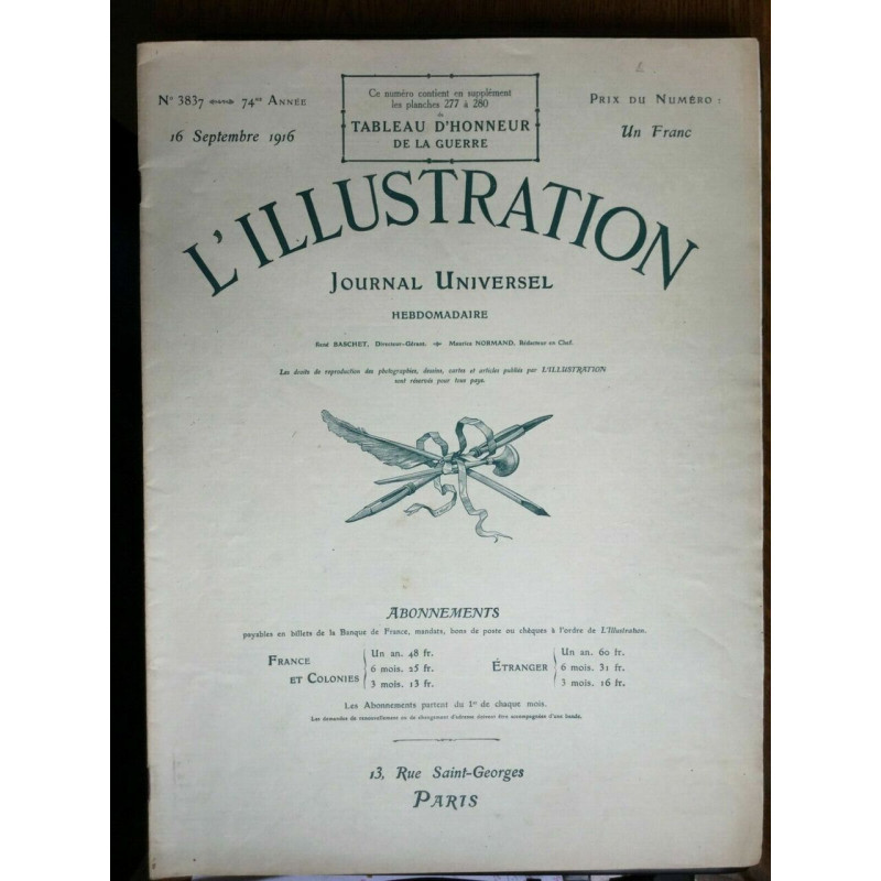 journal Universel N 3837 74 année 16 Septembre 1916