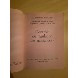 Contrôle ou Régulation des Naissances Chronique Sociale de france