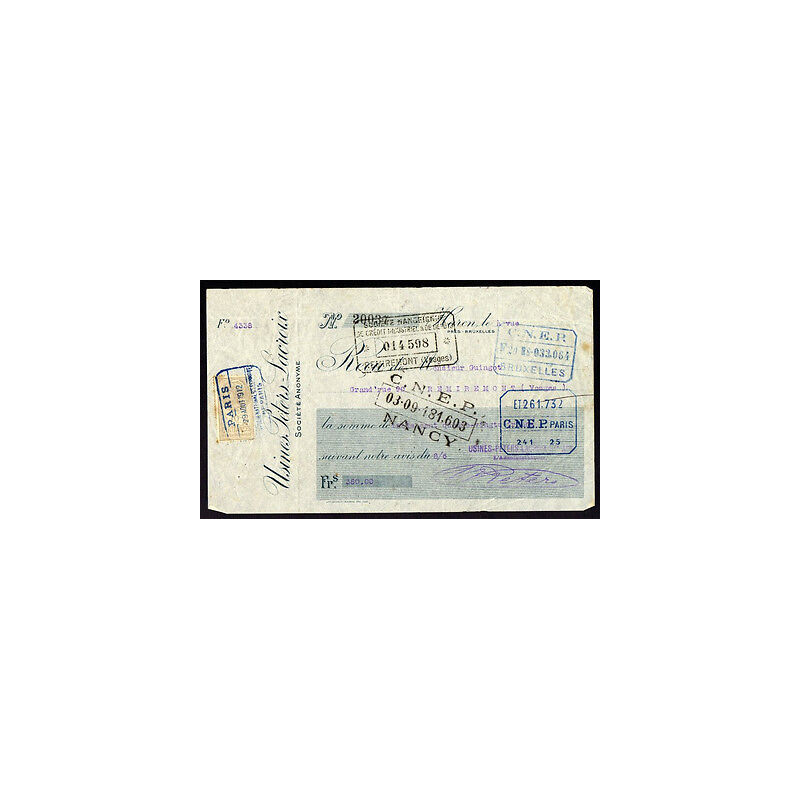 USINES Papiers Peints PETERS-LACROIX à Haren Belgique Reçu Lettre...