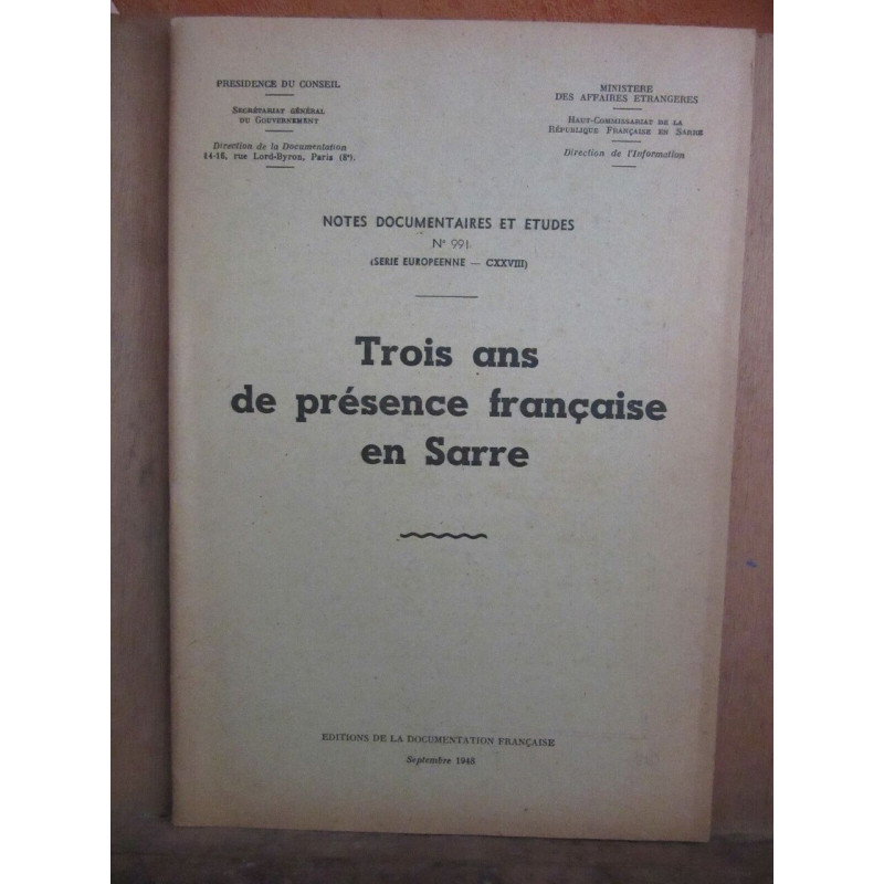Notes documentaires et etudes n991 Trois ans de présence française...