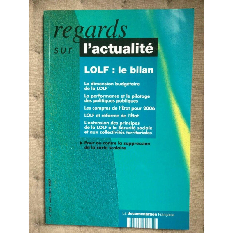 Regard sur l'actualitéLe plan Espoir banlieues n335 novembre 2007