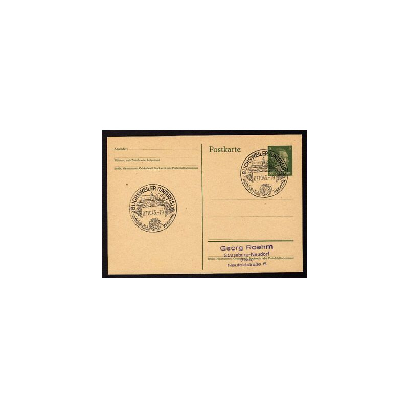Ganzsache BUCHSWEILER Cachet Spécial 071043 WW2