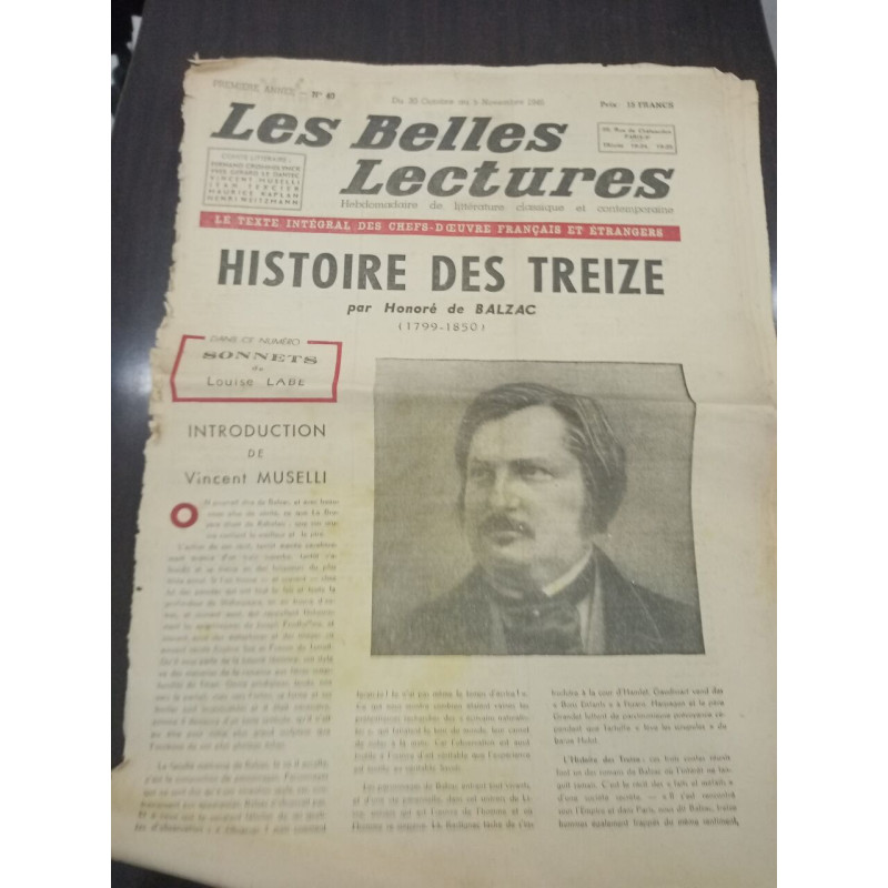 Les belles lectures N° 40 - 1946 - Histoire des Treize
