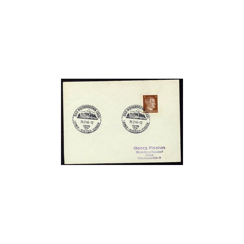 Allemagne n 706 Yv. cachet WW2 BAD NIEDERBRONN Timbre Allemand Mi...