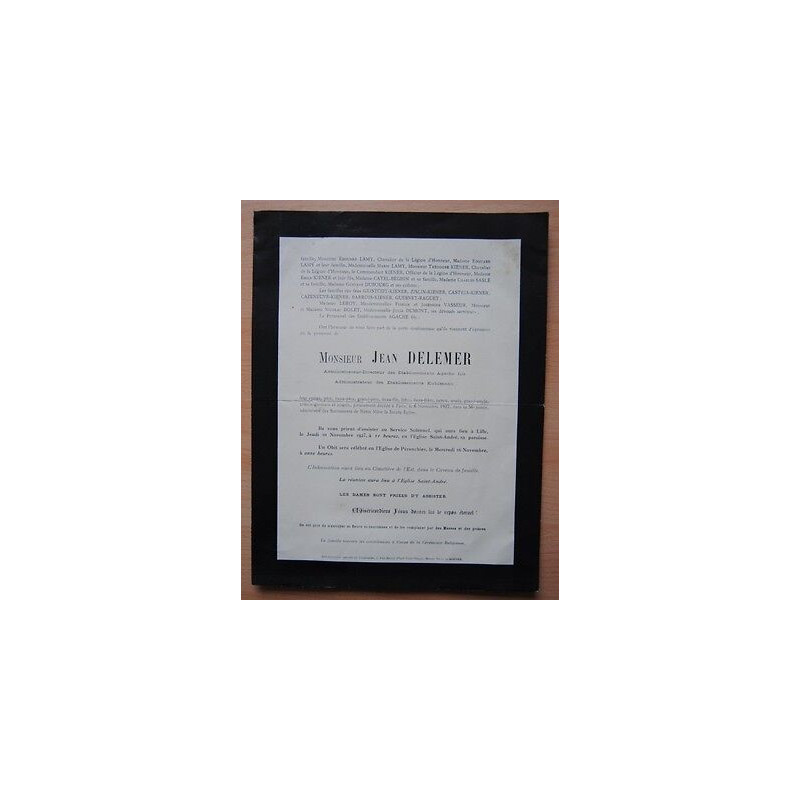 Faire Part de décés Jean DELEMER
