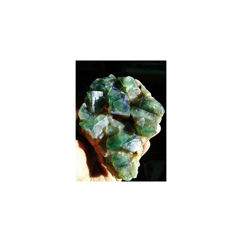 Belle fluorine bicolore deux macles Jerf Maroc 10cmx7cm