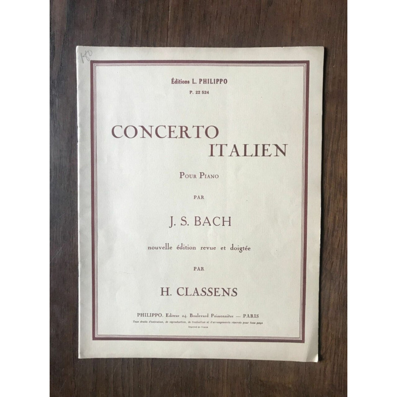 H. CLASSENS - CONCERTO ITALIEN pour Piano