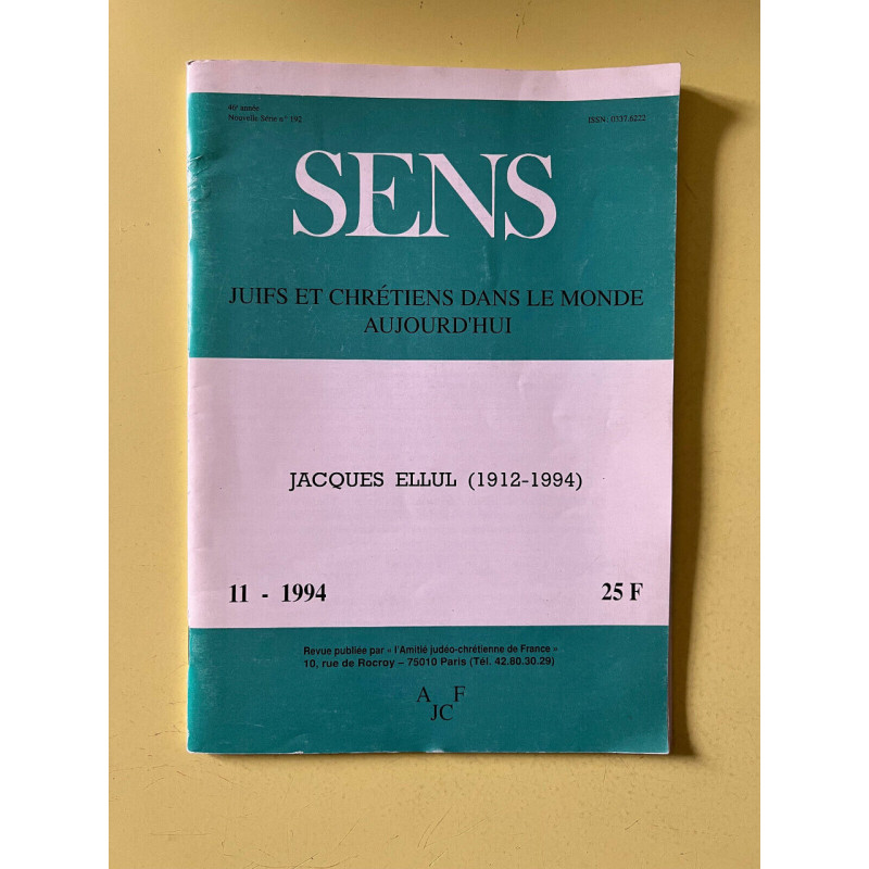 Sens n192 Juifs et chrétiens dans le monde aujourd'hui Novembre 1994