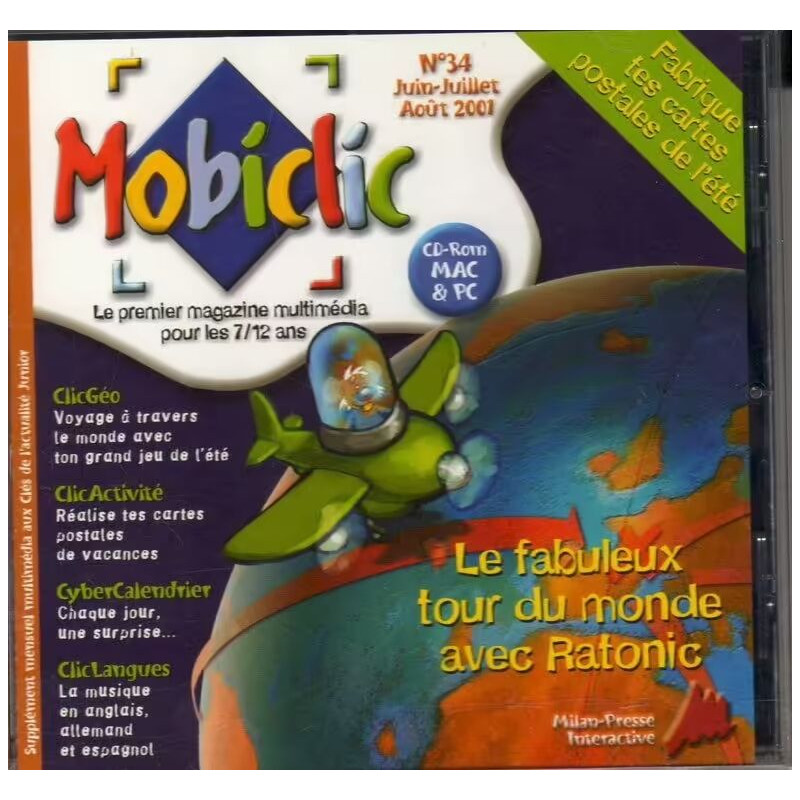 CD-ROM/PC et MAC : Mobiclic N° 34 - Juin Juillet Aout 2001