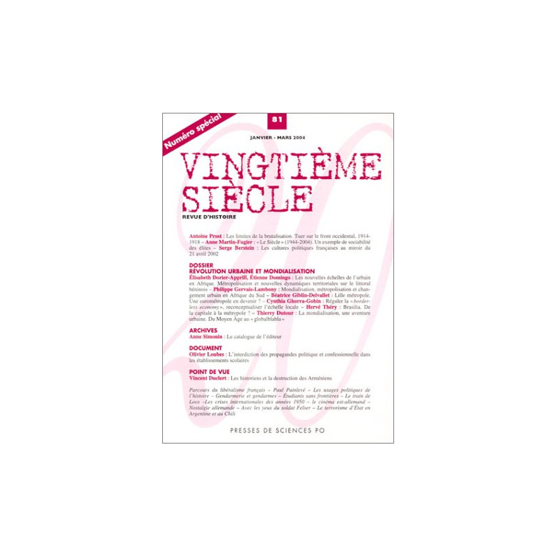 Vingtième siecle numéro 81 janvier-mars 2004