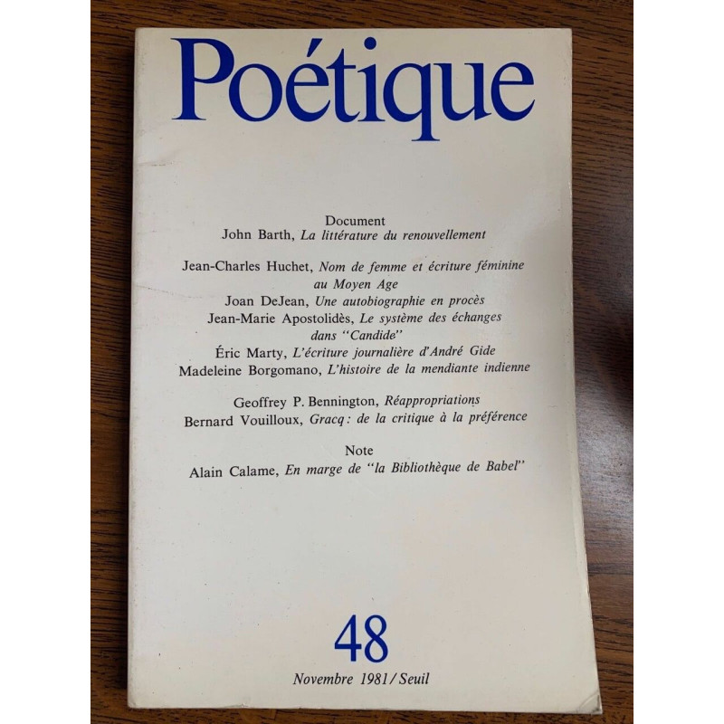 poétique Revue de théorie et d'analyse littéraires 48