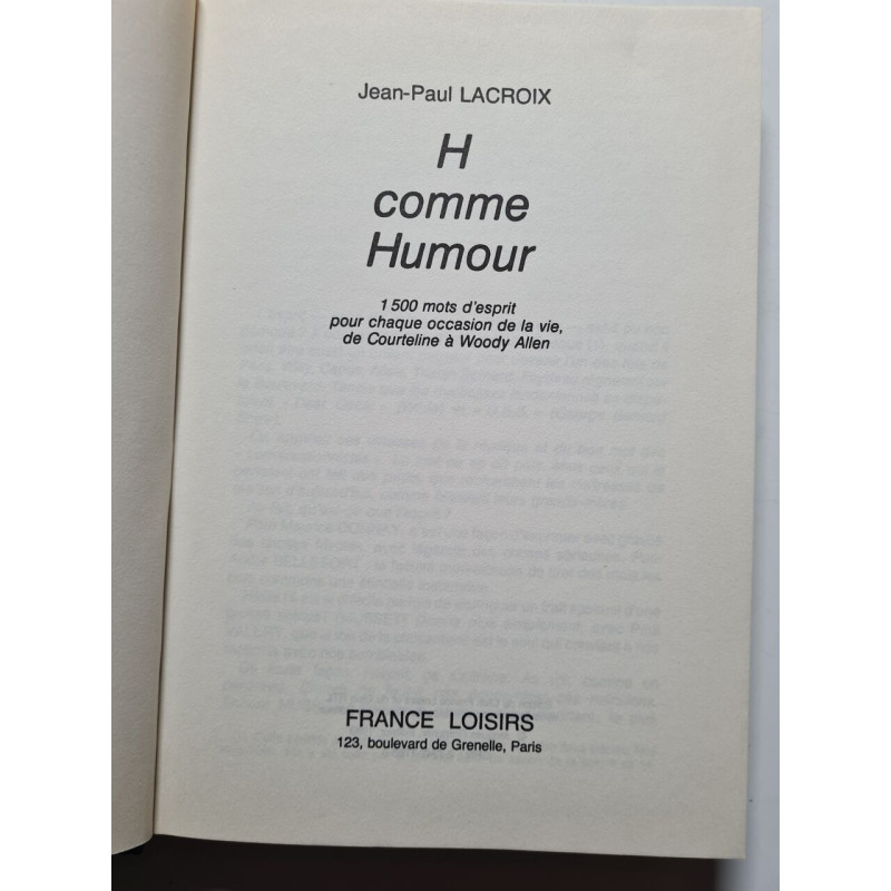 H comme Humour
