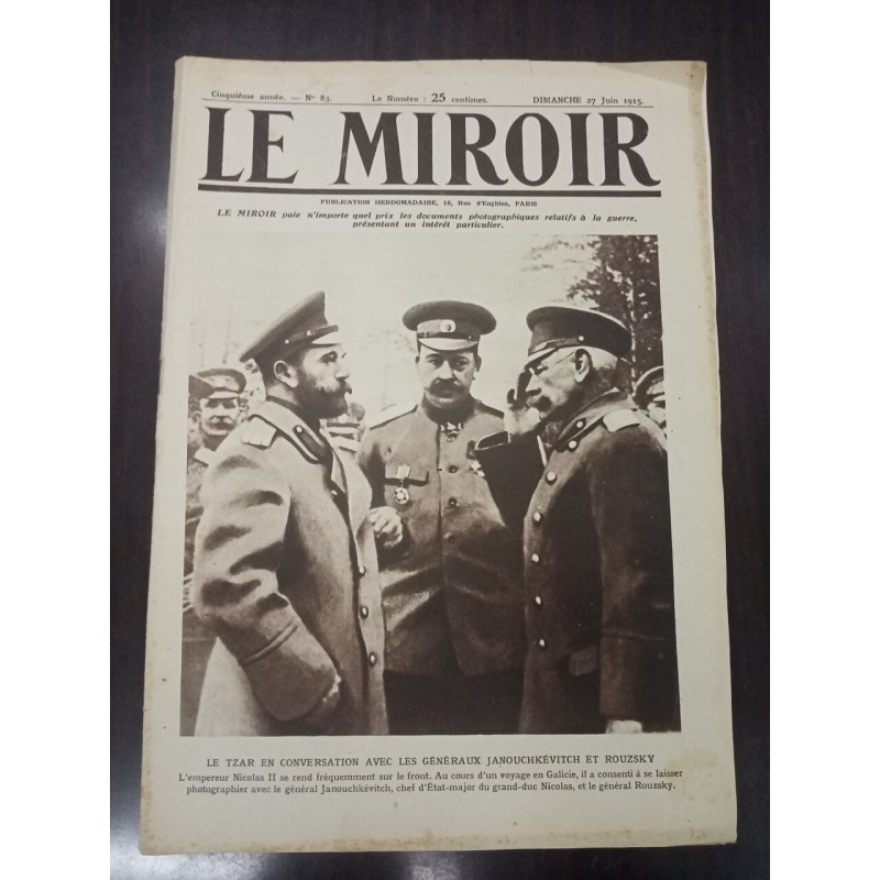 Journal Le Miroir N° 83 - 1915