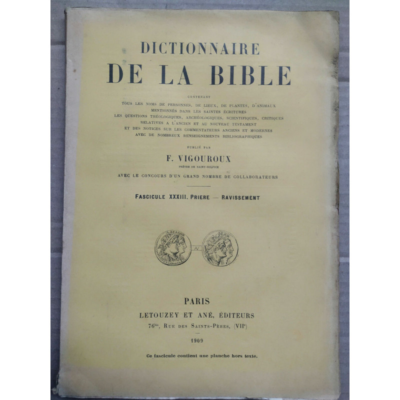 vigouroux Dictionnaire de la bible Fascicule XXXIII Prière ravissement