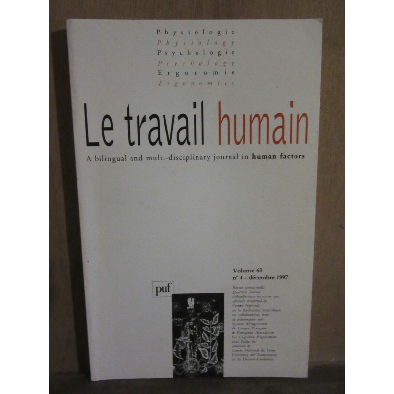 Le travail humain Volume 60 n4 décembre 1997