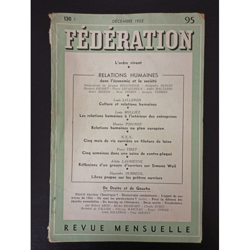 Fédération N.95 - Décembre 1952