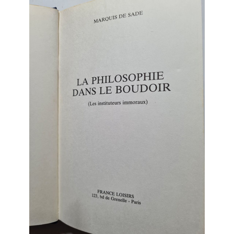 La philosophie dans le boudoir