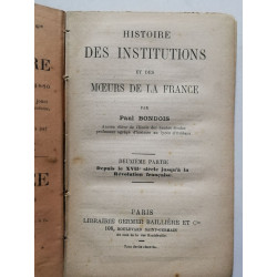 Institutions et Moeurs de la France