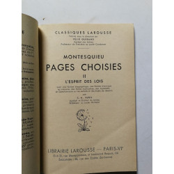 Pages choisies II esprit des Lois