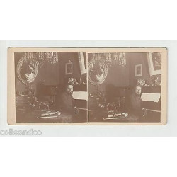 Vue Stéréoscopique Stéréo INTERIEUR D'UN APPARTEMENT avec piano lustre