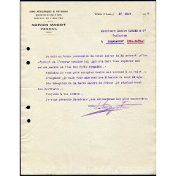 Facture Adrien MAGOT à Vesoul Usines Métallurgiques de pont archer