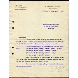 Facture p ROUGERIE ingénieur conseil caoutchoutier à Paris rue Vernier