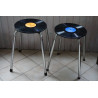 Tabouret vintage assise vinyle-33 tours laqué
