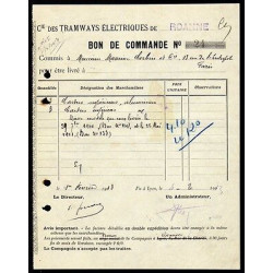 Compagnie des Tramways Electriques de Roanne Bon de Commande