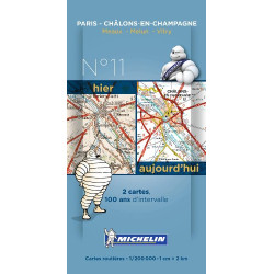 Pack 2 cartes hier/aujourd'hui Paris - Châlons-en-Champagne Michelin
