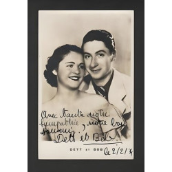Carte photo couple DETT et BOB dédicacée 0202