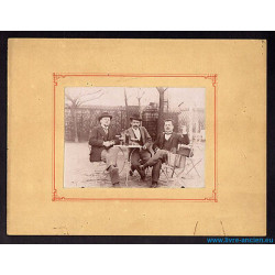 Ancienne Photo ca Professeurs qui boivent un verre sur tirage citrate