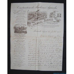 Facture lettre JANNEL Frères Construction de Machines Agricole...