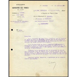 Facture Inspection des Forges de Lyon Artillerie détachement de...