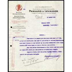 Facture PANHARD et LEVASSOR Moteurs Voitures Automobiles Machines...