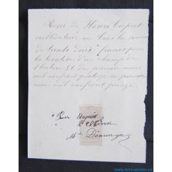 Ancien reçu de prêt d'un champ commune d'Attigny dans les Vosges...