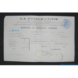 Quittance de cotisation annuelle LA FEDERATION DES AGRICULTEURS...