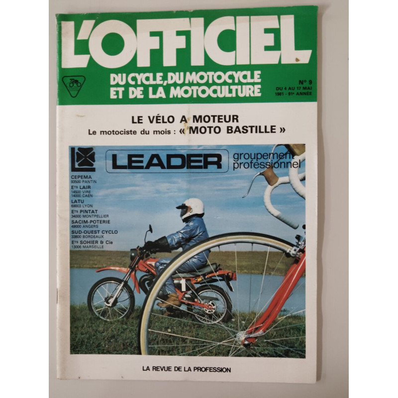 L'Officiel Du Cycle Du Motocycle Et De La Motoculture n° 9