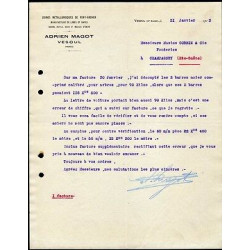 Facture Adrien MAGOT à Vesoul Usines Métallurgiques de pont archer