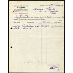 Facture ATELIERS CHANTIERS DE LA LOIRE éts DE saint denis sur seine