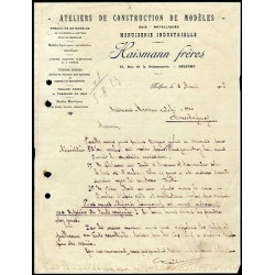 Facture HAISMANN Frères à Belfort Modéles cylindres carters...